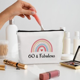 WRNZL 60th Birthday Gifts for Women Fabulous 60 Year Old Birthday Accessories Party Decorations Christmas Stocking Stuffers Gift Idea Makeup Bag for Mum Grandma Best Friend Sister Wife Auntie Presents