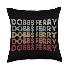 Dobbs Ferry New York Dobbs Ferry NY Retro Vintage Text Throw Pillow, 18x18, Multicolor