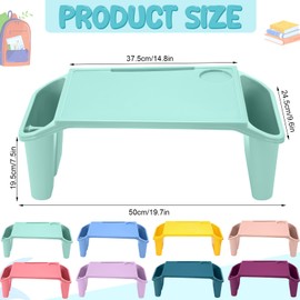 Beeveer 16 Pcs Kids Lap Desk Tray Bulk 19.7x9.6x7.1in Portable Lap Tray for Kids Plastic Table with Side Storage Space for Bed Classroom Laptop Children Car Activity Eating Floor (Cute Colors)