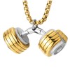 COOLSTEELANDBEYOND Man's Stainless Steel Silver Gold Two-tone Barbell Dumbbell Pendant