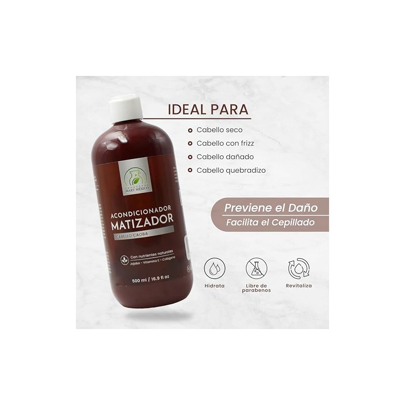 Acondicionador Matizante Para Cabello Caoba 500 Ml Productos Mart Mexico
