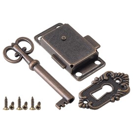 Namvo Antique Cabinet Door Lock Sets, Antique Cabinet Lock with Key, Vintage Cabinet Door Lock for Wardrobes, Cabinets, Drawers, Boxes
