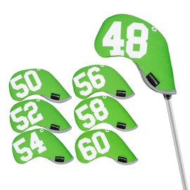 Andux 7pcs/Set Golf Wedge Irons Club Head Covers with Degree NO. on both Sides MT/W10 Green