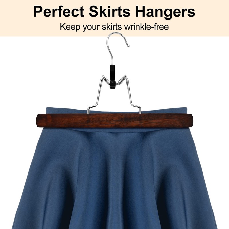 AMKUFO 20 Pack Wooden Pants Hangers with Clips Non Slip