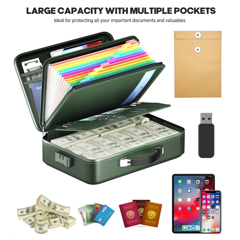 Fireproof Document Box, Hard Case Highly Flame-Resistant Fire Proof Waterproof