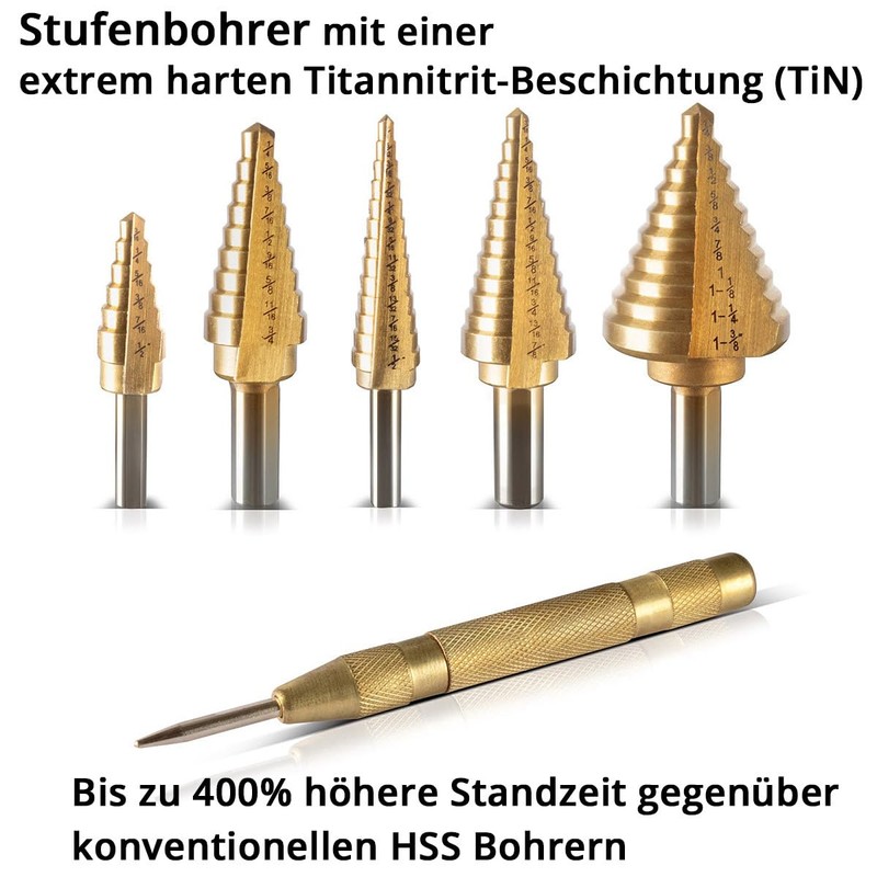 STAHLWERK HSS Step Drill/Taper Drill Bit Set 6 Pieces with