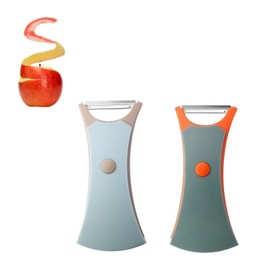 DIYCUT 2 Stück Gurkenschäler, Edelstahlklinge Julienne Schäler, Drehbar Streifenschäler für Gemüse, 2-in-1 Streifen Schäler, Geeignet für Kartoffeln, Kürbis, äpfel