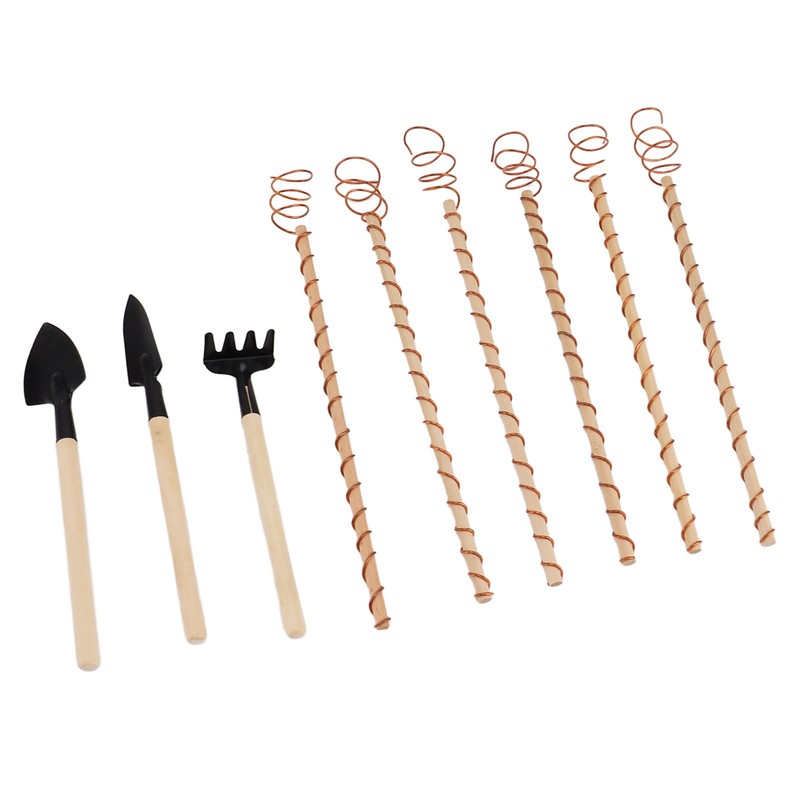 6PCS Electroculture Plant Stakes 10 Inch Natural Wood Stake Wrapped