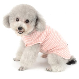 SMALLLEE_LUCKY_STORE Basic Pet Knitted Cotton Striped Tee Shirt for Small Dogs Cats Boy Girl Puppy Sleeveless T Shirt Vest Soft Chihuahua Summer Clothes,Pink,Medium