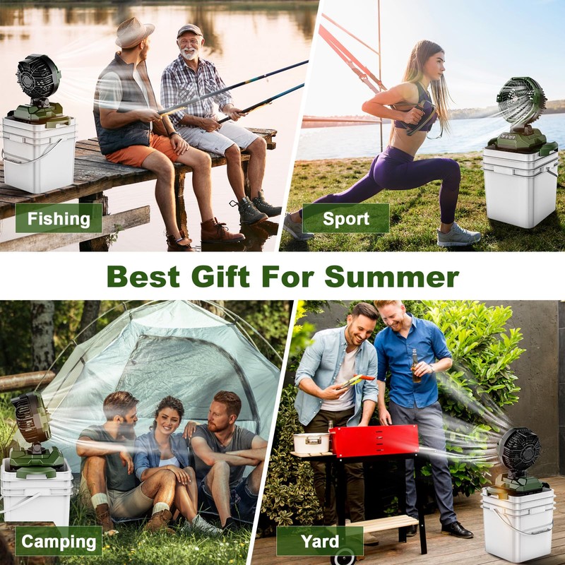 Veubew Misting Fan Portable with 25L Bucket, 30000mAh Rechargeable Battery