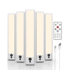 EZVALO EZVALO Unterbauleuchte Kche LED 23cm, Unterschrank Beleuchtung mit Fernsteuerung 1600 mAh, USB Aufladbar Bewegungsmelder LED Sensor Licht, Schrankbeleuchtung fr Kche Warmes Licht (5 Stck)