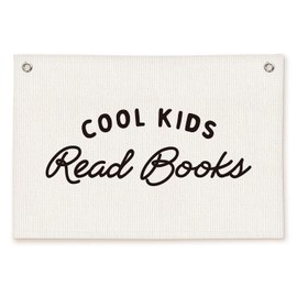 ETVISO Cool Kids Read Books Reading Room Decor - Linen Banner Wall Hanging Canvas Banner Flag Decor for Kids Nursery Toddler Reading Corner Nook Classroom Library
