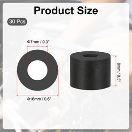 PATIKIL Multi Purpose Rubber Spacer, 30Pcs 6mm ID x 16mm OD x 12mm T Neoprene Round Anti-Vibration Isolation Pads Isolator Rubber Bushings Spacer Washer for HVAC Bolts Car Accessories