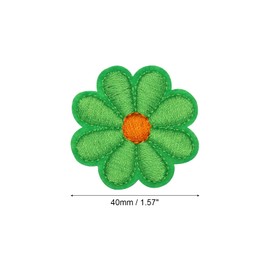 sourcing map Flower Iron-on Patches Embroidered Sew Flower Patch Appliques Repair Patches for Clothing Repair Backpack Shoes Decoration 90x90mm/3.54x3.54 Pack of 15(Green)