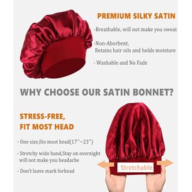 1 Piece Satin Bonnet Night Sleep Hat Adjustable Sleep Cap Headgear Soft Head Cover Sleep Cap Silk with Elastic Band for Women and Girls (Brown)
