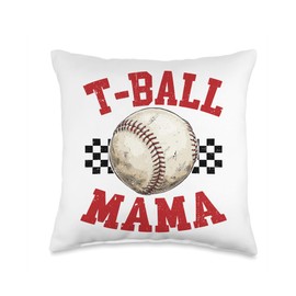 Tball Mom - Baseball Essentials Mama Game Day T-Ball Apparel Throw Pillow