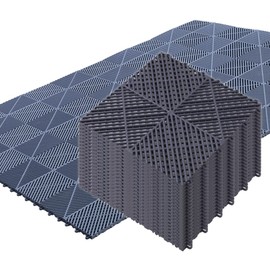 Japard Garage Floor Tiles, 20 Pack Interlocking Flooring Drainage 15.7 x 15.7 inch Covering 34 Sq Ft, Hard Plastic Easy to Install, Outdoor Indoor Basement Parking (Gray)