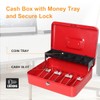 Jssmst Large Locking Cash Box with Money Tray, Lock Box