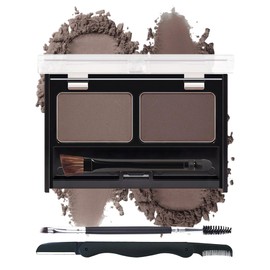 Eyebrow Powder Kit-Waterproof Long Lasting Two Colors Brow Powder Tinted Palette, Brown/Dark Brown Brow Filler Defined&Sculpt Natural Eyebrow Contour Makeup for Sparse Brow with Brow Brush &Razor-03