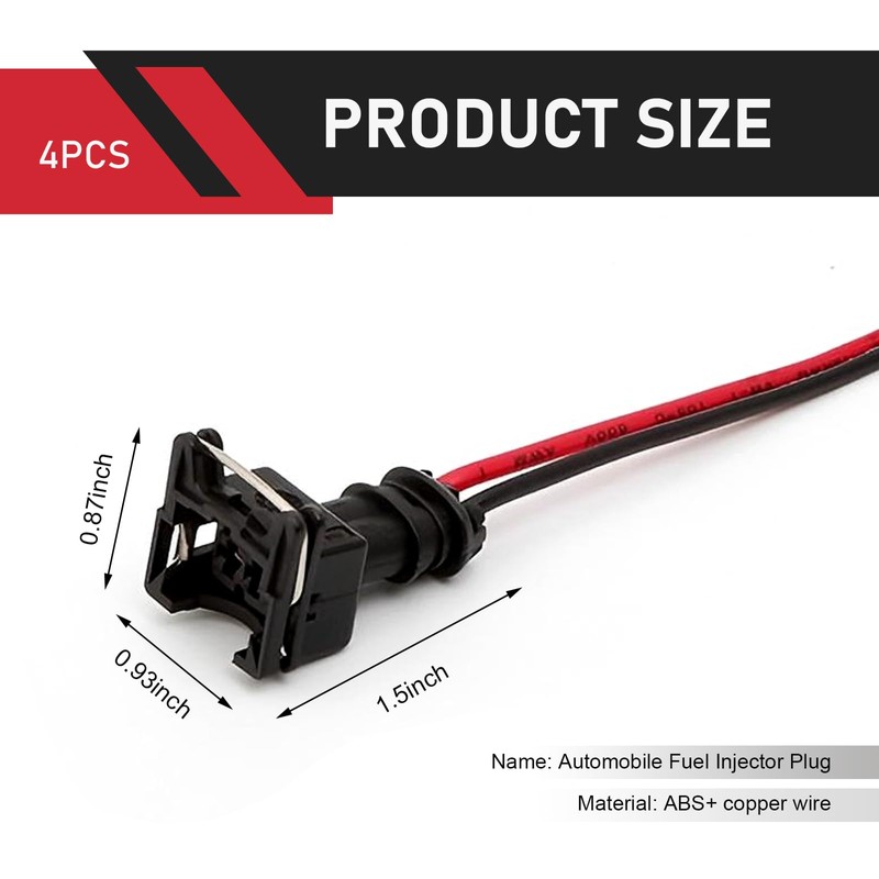 Opuweiy 4 PCS Fuel Injector Connector, Injector Socket with Extended