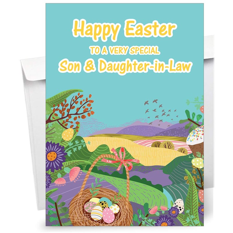 Son & Daughter-In-Law Easter Card - Spring Meadows - Medium
