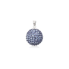 Jewellery Pendant Elf Ball Pendant 18 mm 925 Sterling Silver Rhinestones Lavender Purple Harmony Ball Glitter Ball, Metal, No Gemstone