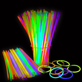 LOMIMOS 100PCS Spring Glow Sticks(8"),Glow in The Dark Party Supplies with Connectors,Bracelets and Necklaces for Kids Adults