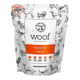 The New Zealand Natural Pet Food Co. Woof Venison Lung Air Dried Treat 1.76oz, Brown