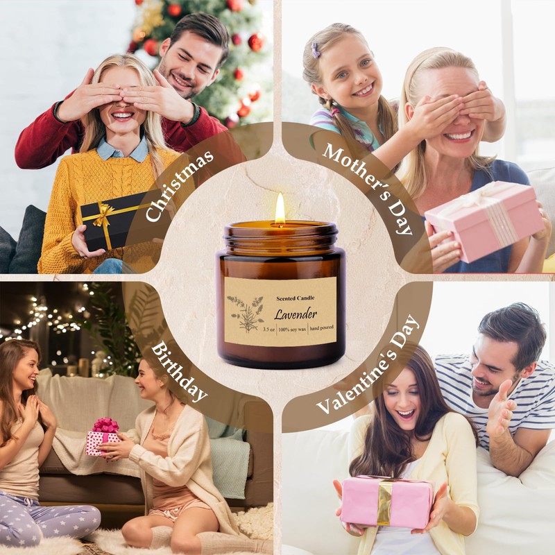 6 Pack Candles for Home Scented, Aromatherapy Jar Candles Gift