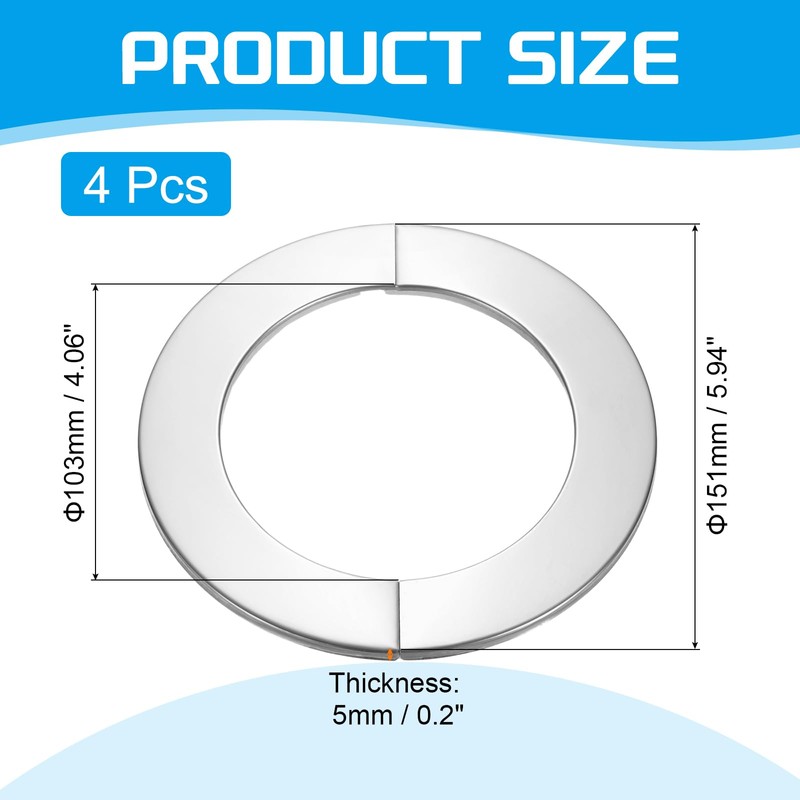 PATIKIL Wall Split Flange 4" (103mm),4 Pcs Stainless Steel Round