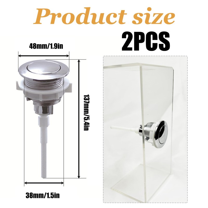 2Pcs Toilet Flush Buttons 38mm, Universal Replacement for Most Toilets,