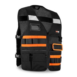 WISEPRO Tool Vest, Electrician Safety Vest with Pockets and Zippers, All Purpose Tool Vest Work Vest for Men Carpenters Electricians Handyman