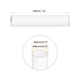 Rebower 14" Clear Plastic Rigid Pipe 56mm x 60mm(2 3/16" x 2.375") Acrylic Tube Round Polycarbonate Tubing, [for Plumbing, Hydraulics, Aquarium, DIY]