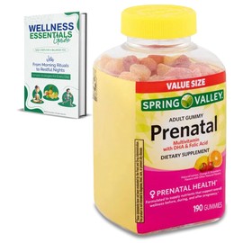 190 Count Prenatal Multivitamin Gummies with DHA and Folic Acid, Natural Berry Flavor, Gluten-Free, Soft Chew, Chewable Support for Women