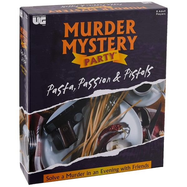 University Games Murder Mystery Party Games - Pasta, Passion & Pistols, Host Your Own Italian Restaurant Murder Mystery Dinner for 8 Players, Solve the Case with Crime Scene Clues, 18 Years and Up