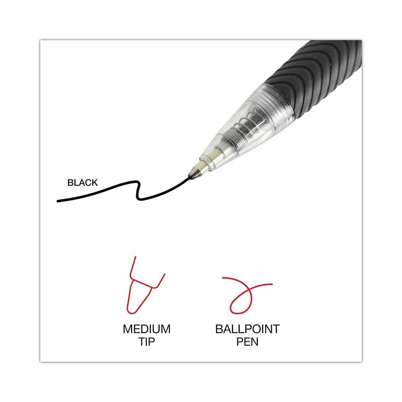 Universal 15530 Economy Retractable Ballpoint Pen, Black Ink, Clear, 1mm,