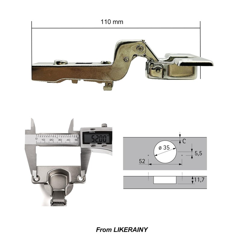 Hettich 110 Degree Inner Stop Standard Hinge Without Self-Closing Mechanism