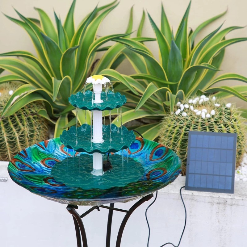 AISITIN 3 Tiered Bird Bath with 3.5W Solar Pump,for Bird