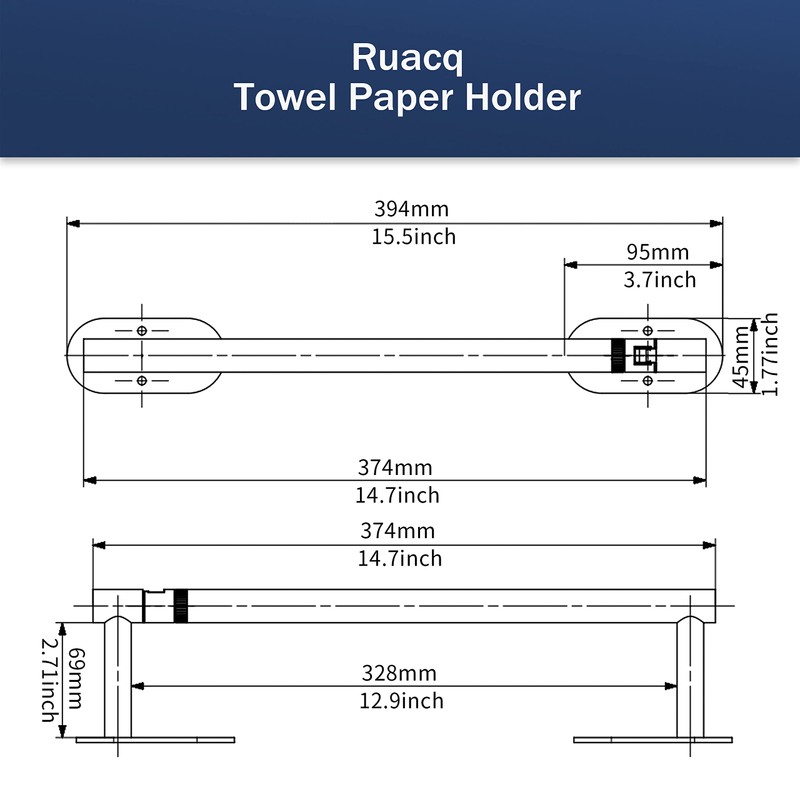RUACQ Paper Towel Holder Under Cabinet, Wall Mounted or Adhesive