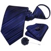 Dubulle Zipper Ties for Men Black Blue Striped Mens Pretied