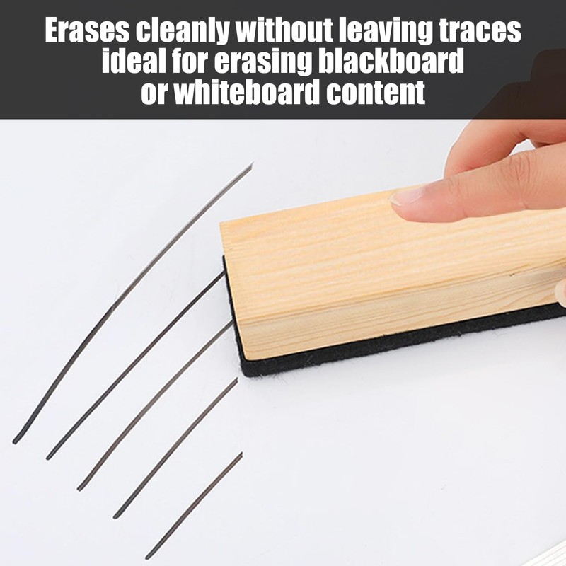 2 Pieces of Blackboard Eraser, Blackboard Eraser with Wooden Handle,