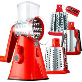 Nutrislicer 3-in1 Kitchen Spinning/Rotating Mandoline Countertop Vegetable Slicer Fruits Slicer Chopper Shredder Grater with 3 Stainless Steel Drum Blades For Vegetable, Fruits, Cheese As Seen On TV