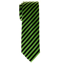 Retreez Stripe Woven Skinny Tie - Green and Black Stripe