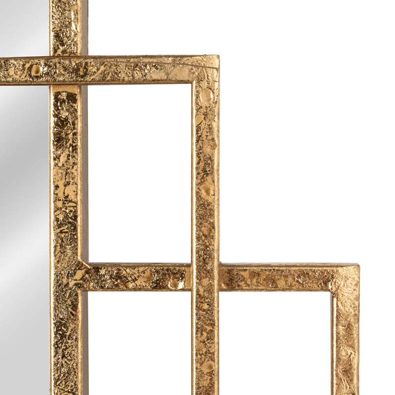 Creative Co-Op Metal Wall Mirror with Reclaimed Wood Border, Gold