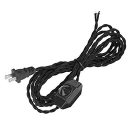 SKIVTGLAMP 8.2' Braided Wire with Dimmer Weave Rope for DIY Retro Style Replacement Open Wires Dimmable Switch Plug-in Cordï¼Blackï¼