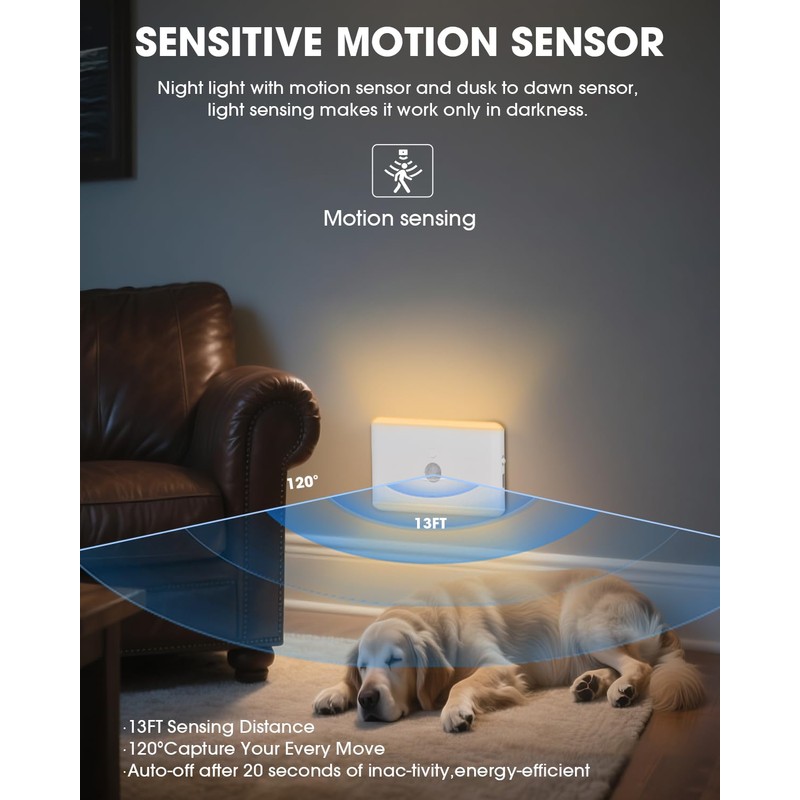 LAVAED Motion Sensor Night Light Indoor,RGB Charging Cordless Stair Lights,LED