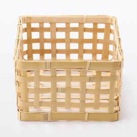 MUJI MDC77A2S Bamboo Woven Basket Natural, Approx. Width 8.3 x Depth 11.8 x Height 4.7 inches (21 x 30 x 12 cm)