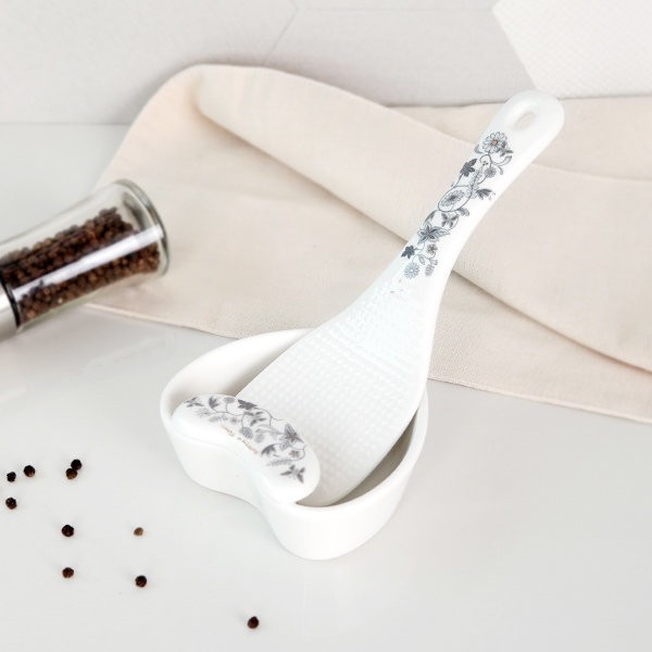 Golden Bell Butterfly Gray Rice Spatula + Saucer / 골든벨