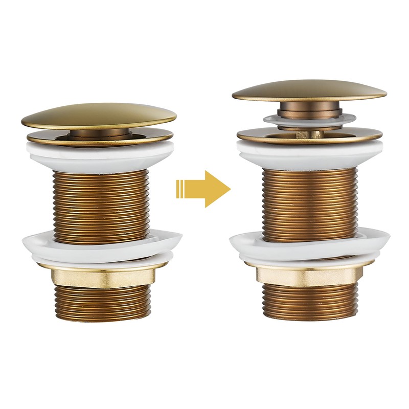 WOMAO Antique Brass Finished Sink Drain Fitting Pop-Up Drain Valve