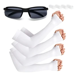 Mangas Protectoras Para Brazos Protección Solar Uv,4 Pares Color Blanco